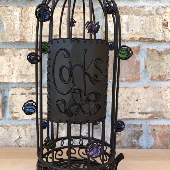 Whimsy Collection Wine Bottle Cork Cage Holder / Display With Colorful beads 14” - Picture 4 of 16